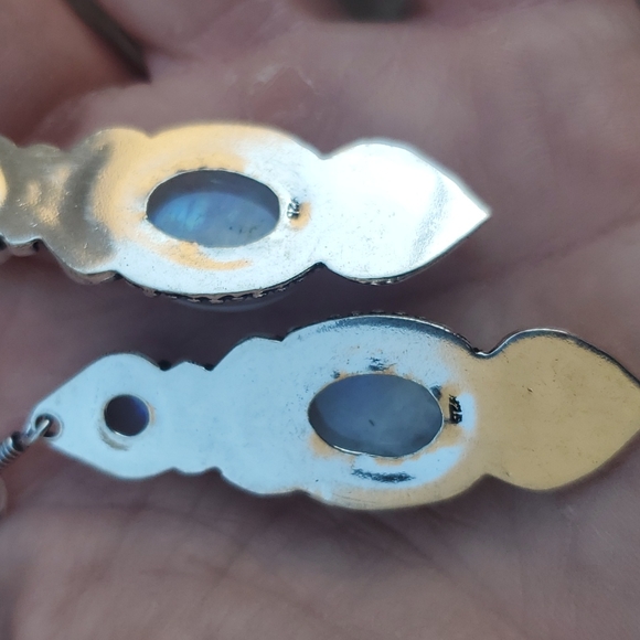 New Rainbow Moonstone 925 Silver Statement Earrings. - Picture 8 of 13